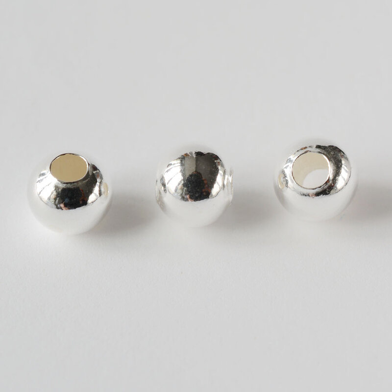 Perles en argent regardé 925 massif pour la fabrication de bijoux, boules en argent S925 pour la fabrication de bracelets et de colliers, 2mm-20mm
