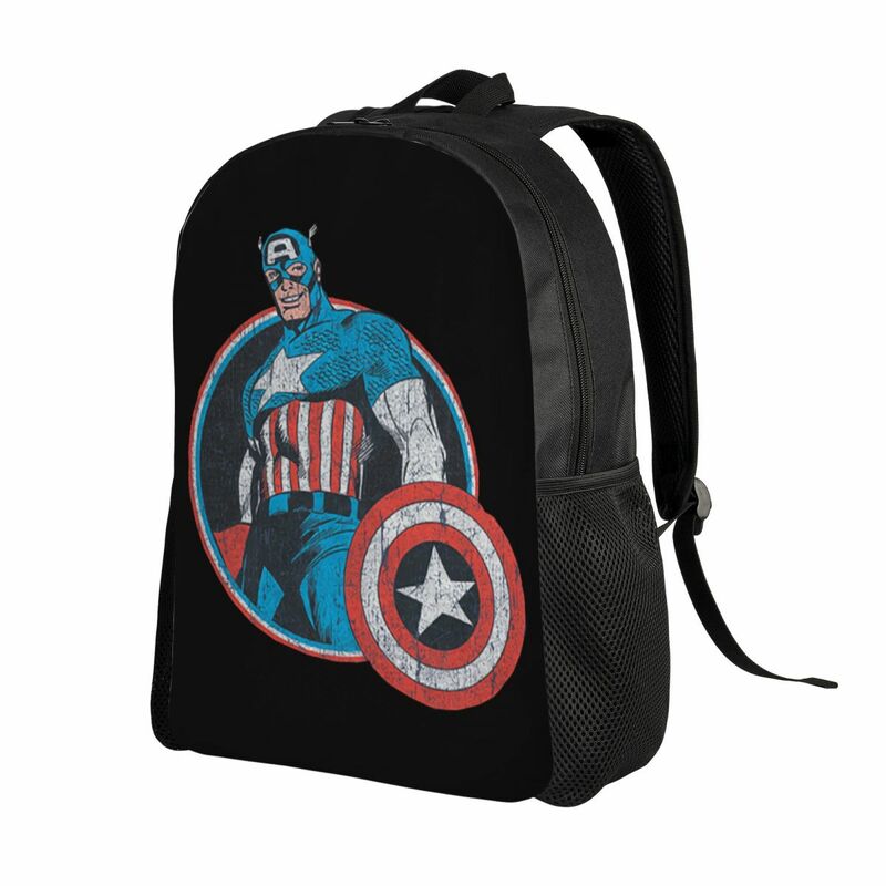 Custom Marvel Captain America Shield Film Backpacks for Men Women Waterproof College School Bag Print Bookbag