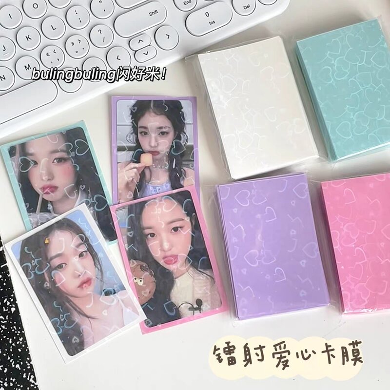 20Pcs/Pack InsCard Sleeves Glittery Love Heart InsToploader Card Photocard Sleeves Idol Photo Cards Protective Storage Case