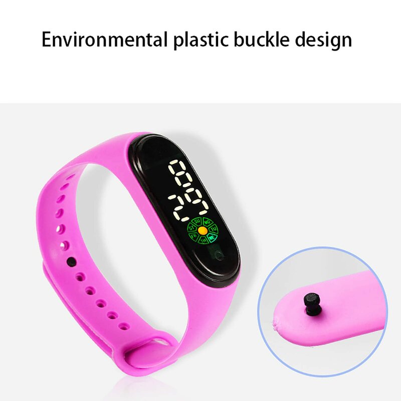 Digital LED Sport Watch para crianças, relógios eletrônicos, cor simples, pulseira de silicone, presente para estudante, moda, novo, 2024