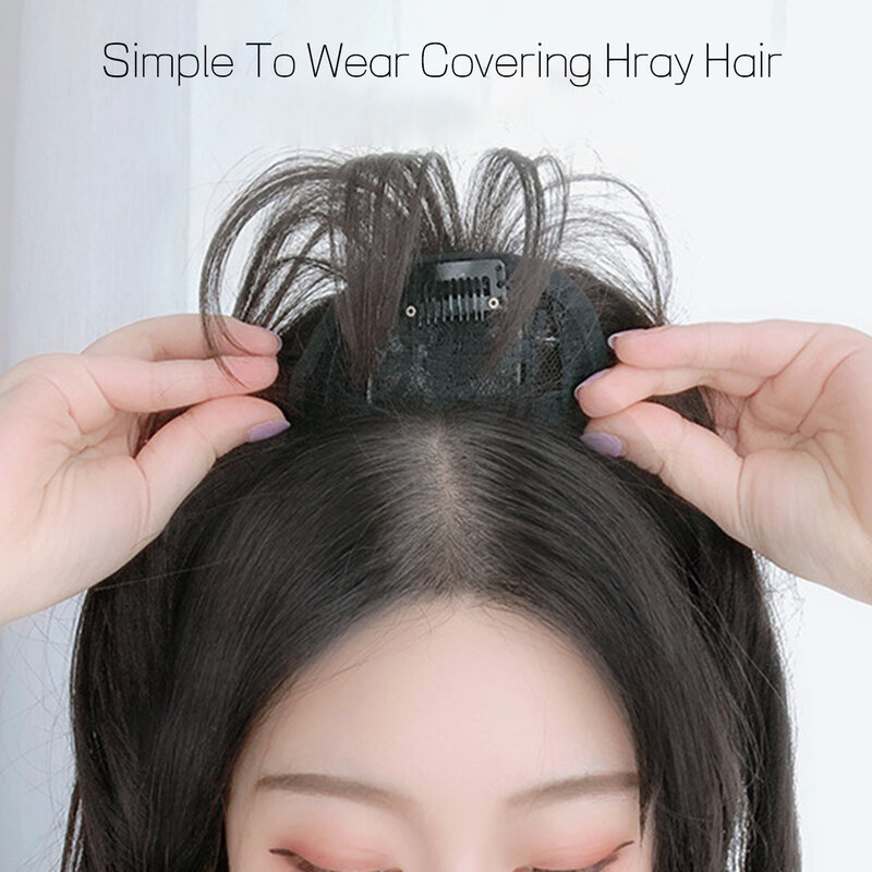 Syntetyczne nakładki do włosów dla kobiet 9*12cm naturalne proste włosy klipsy w peruki dla kobiet do włosów z grzywką
