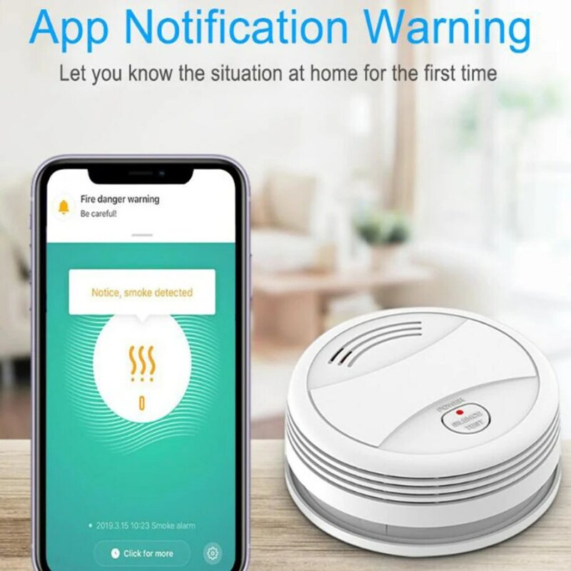 Rauchmelder Tuya Rauchmelder Timing Drücken Feueralarm Home Security System Smart Life App Benachricht igung Standalone-Sensor