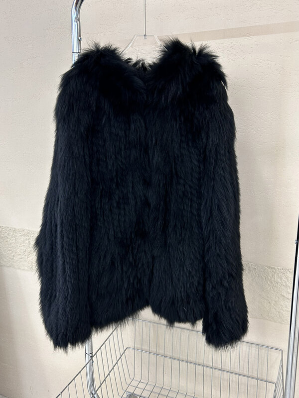 Fur coat hooded short loose version of the single-breasted design warm and comfortable 2024 winter new 0105