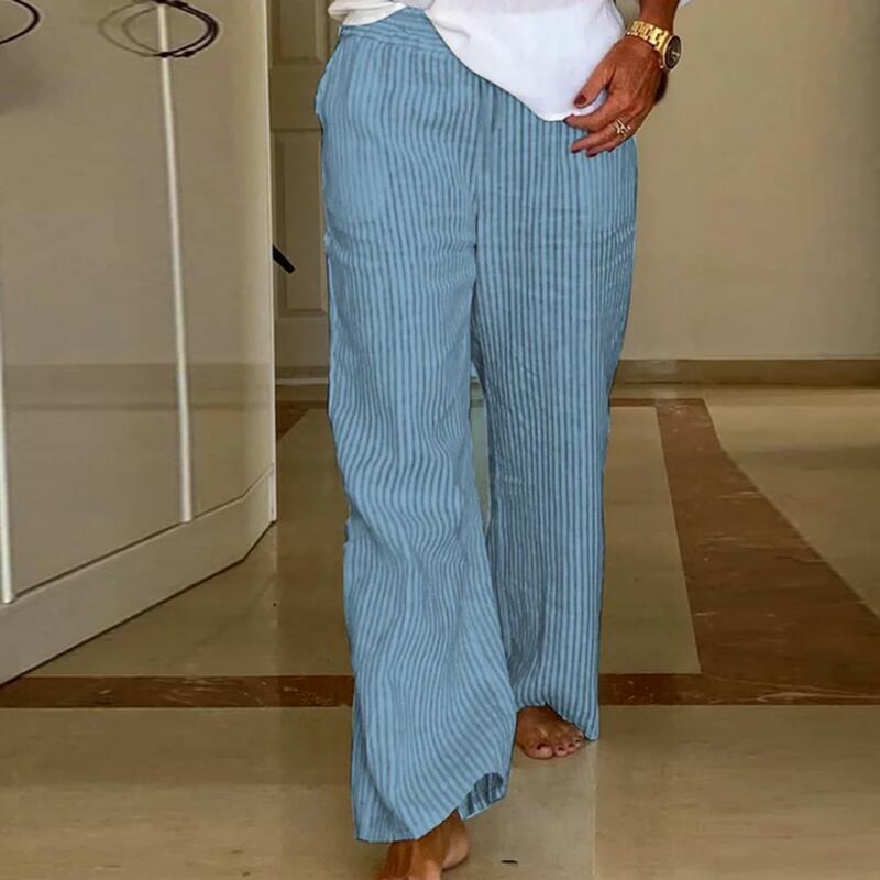 Pantalones de pierna ancha para mujer, pantalón elegante a rayas verticales, cintura alta, trabajo, ocio, Verano