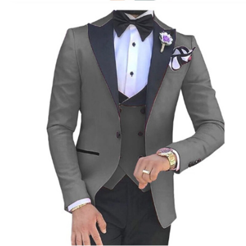 2023 uomini 3 pezzi abiti per uomo su misura Groom Groomsmen smoking Wedding Men Suit Terno Masculino (giacca + pantalone + gilet)