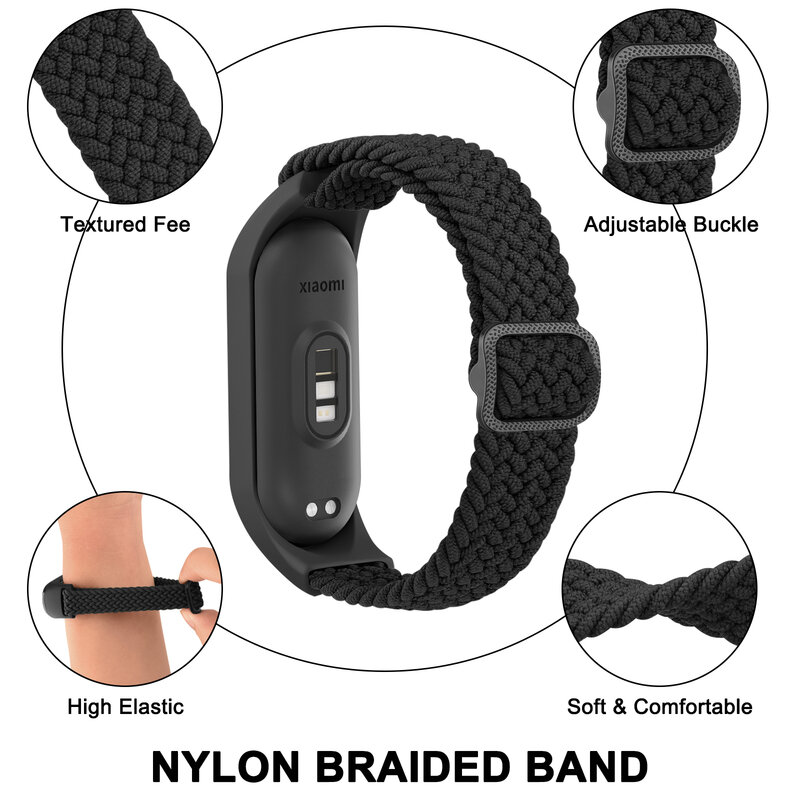 Gevlochten Horlogeband Voor Xiaomi Mi Band 7 6 5 4 3 Band Elastische Verstelbare Polsband Voor Amazfit Band 5 Band Vervangende Armband