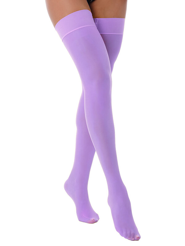 Calze trasparenti lucide da donna calze sottili elastiche trasparenti alla coscia calze lunghe lisce Sexy sopra le ragazze al ginocchio Lolita