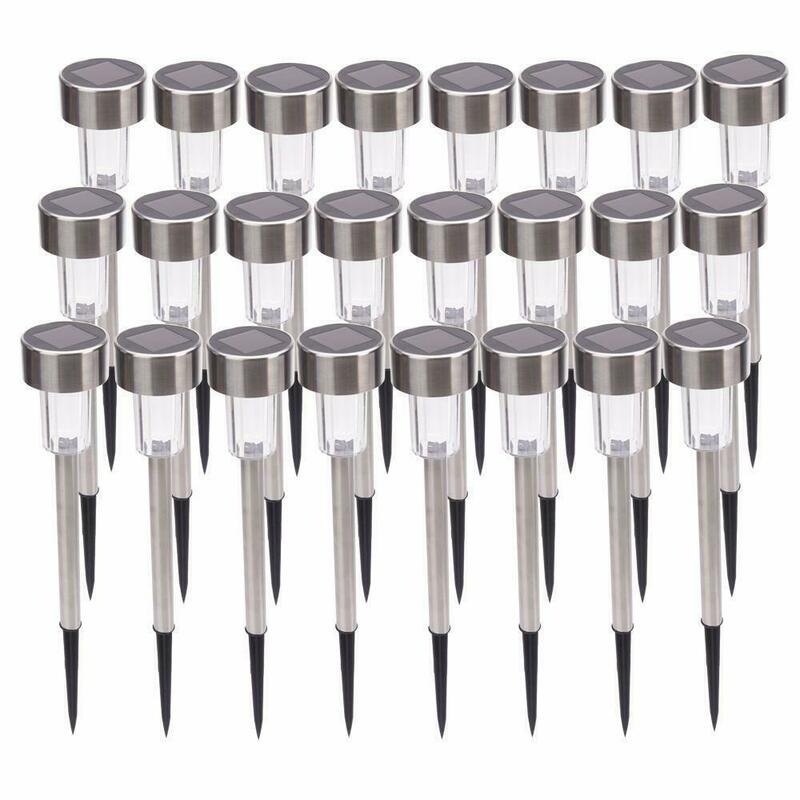24 Pack Solar Path Lights Outdoor Waterproof Stainless Steel LED Landscape Lighting Garden Light for Driveway Pathway Patio Yard
