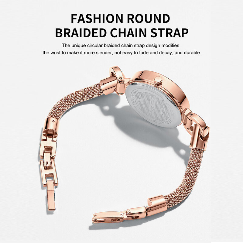 Ever Move-Montre à quartz de luxe haut de gamme pour femme, étanche, bracelet en acier inoxydable, cadeaux pour petite amie, mode originale