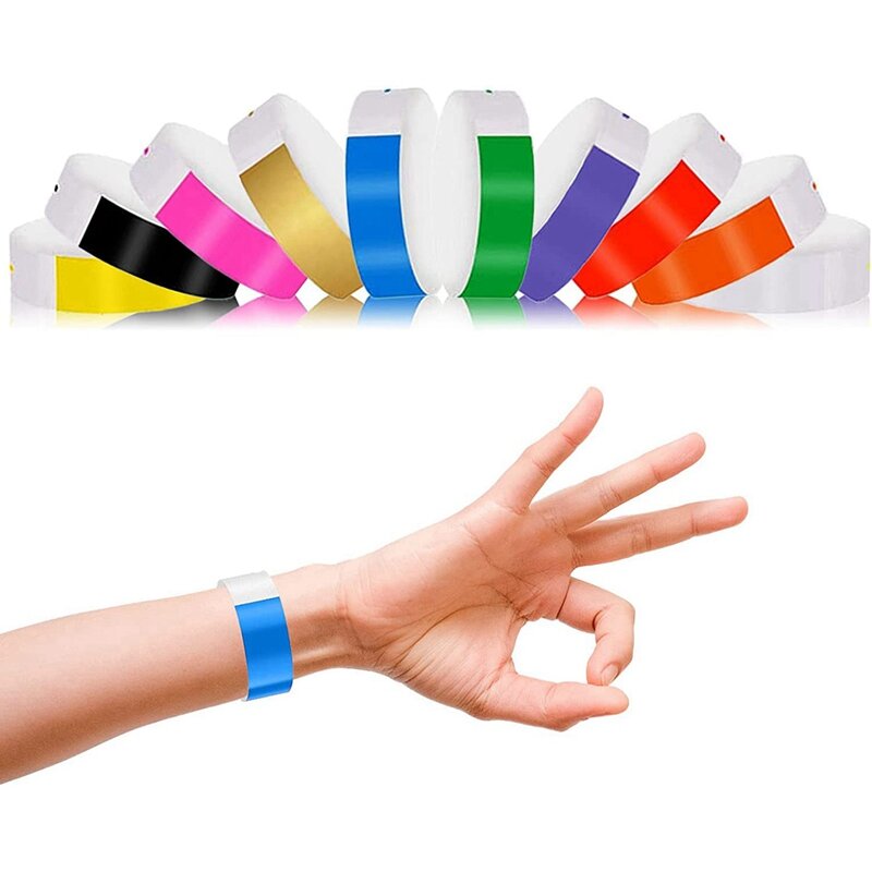 Pulseras de papel de piezas, muñequeras de neón impermeables para eventos, adecuadas para fiestas, 10 colores, 2000