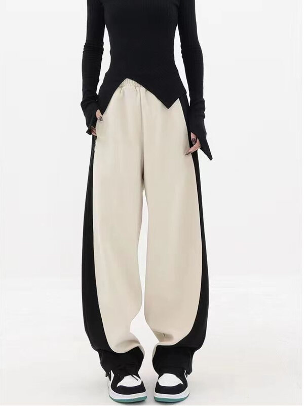 Y2K-pantalones de chándal de cintura alta para mujer, pantalón holgado de pierna ancha, informal, moda coreana, ropa de calle Vintage, 2023