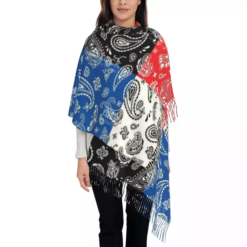 Bufanda con estampado personalizado para hombre y mujer, chal cálido con patrón de Bandana colorida, para invierno y otoño