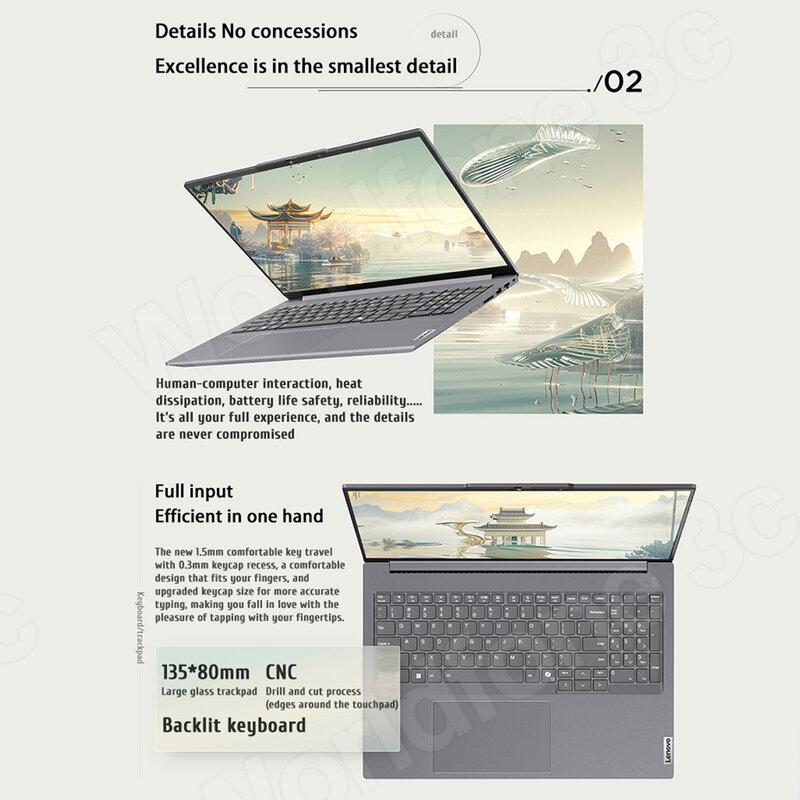 Lenovo-ordenador portátil ThinkBook 16 + 2024 AI AMD Ryzen R7 8845H Radeon 780M RAM 16GB LPDDR5x 1T SSD 16 pulgadas 2,5 K 120Hz pantalla Notebook PC