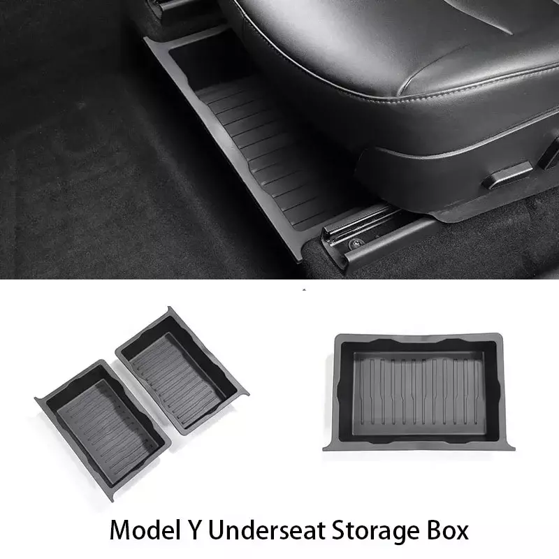 Underseat Storage Box For Tesla Model Y Environmentally Friendly Drawer TPE Storage Box Push Pull Car Interior Accessories 2023