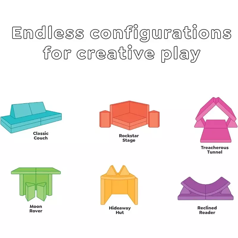 Divano da gioco per bambini e bambini, divano pieghevole convertibile, Design modulare in schiuma resistente, giallo girasole