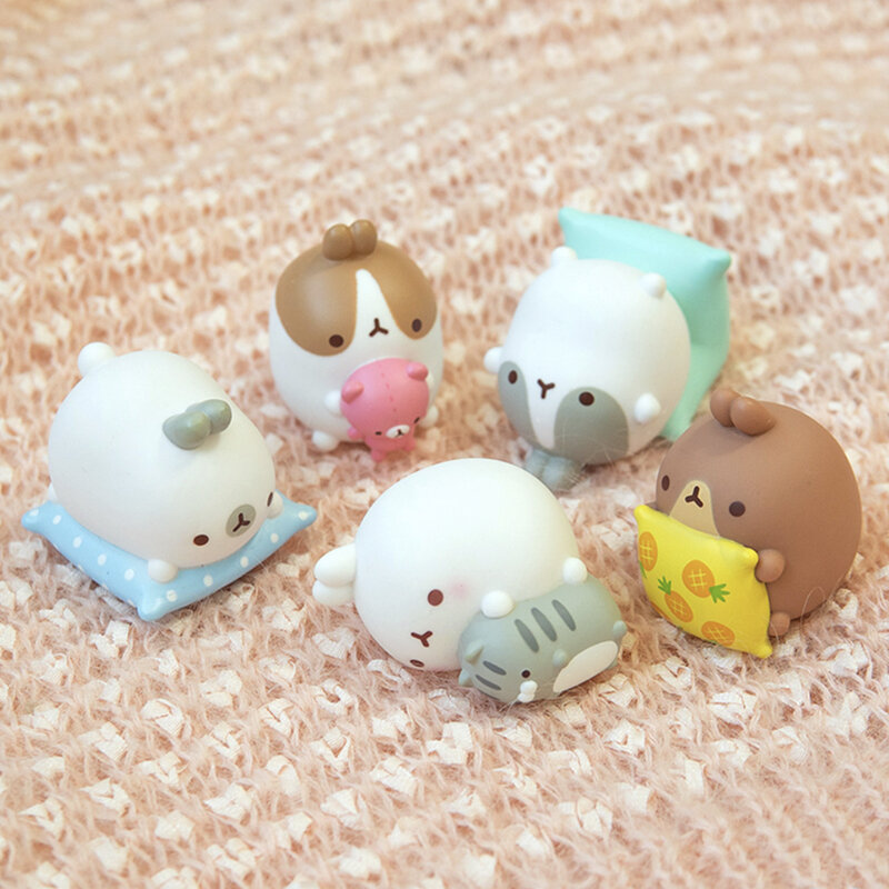 Genuíno coreano 5cm figura molang coelho série batata coelho 5 conjuntos caixa de presente embalagem anime brinquedos modelo bonito presente da menina de aniversário