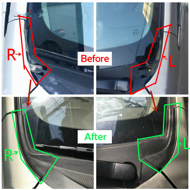 Cubierta exterior de rejilla para parabrisas delantero de coche, embellecedor de extensión para Nissan Versa, sedán, Hatchback, Tiida, 2007-2012, accesorios