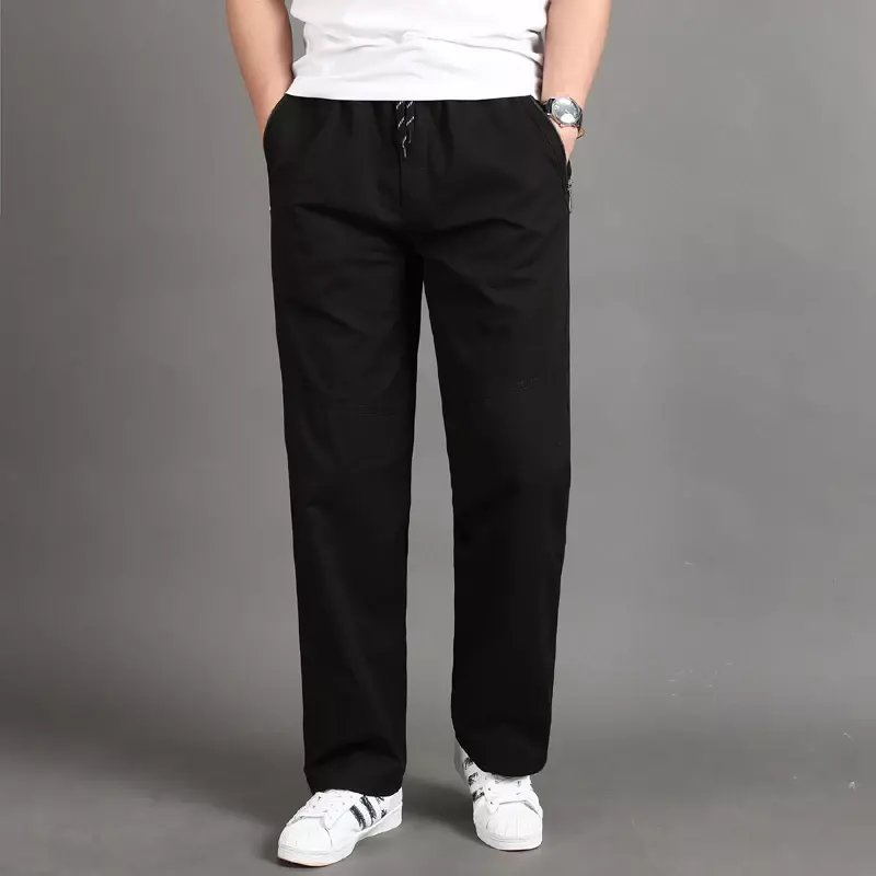 Pantalones Cargo informales para hombre, Pantalón de algodón 95% con múltiples bolsillos, holgado, recto, para correr, M-6XL de mediana edad