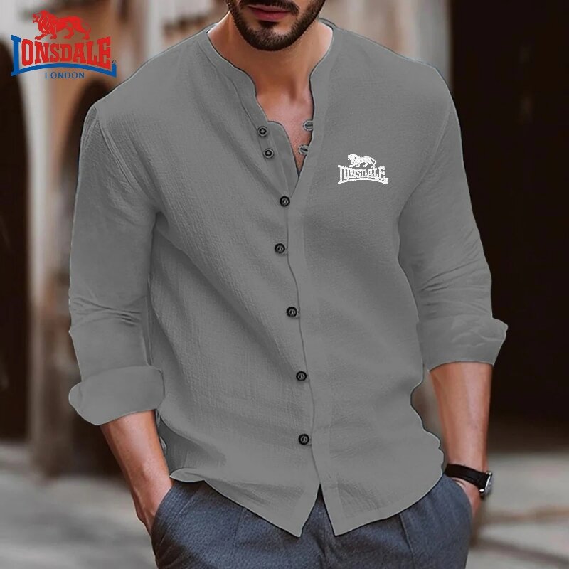 Camisa de manga larga para hombre, Polo de algodón puro, estilo Retro, informal, fresco y transpirable, tendencia de moda de verano, novedad