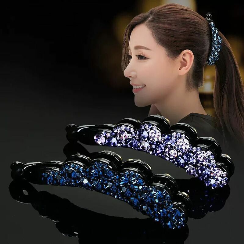 Clipe de banana vertical diamante para mulheres, rabo de cavalo, garra de cabelo diy para menina, acessórios para cabelo estilo coreano
