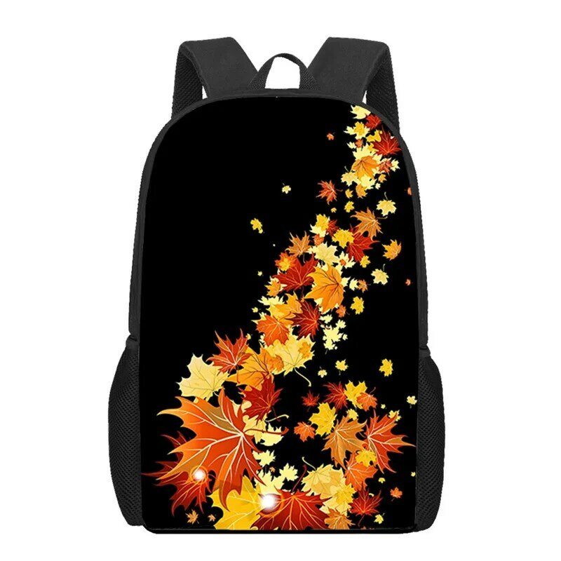 Mochila con estampado de hojas de otoño para niños y niñas, mochilas escolares para adolescentes, bolsa de libros para estudiantes, bolsa informal diaria, mochila de viaje