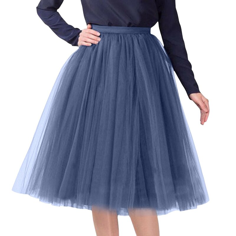 Women Vintage Tulle Skirt Solid Short Tutu Mid Skirts Adult Fancy Ballet Dancewear Party Costume Ball Gown Mini Skirt Summer