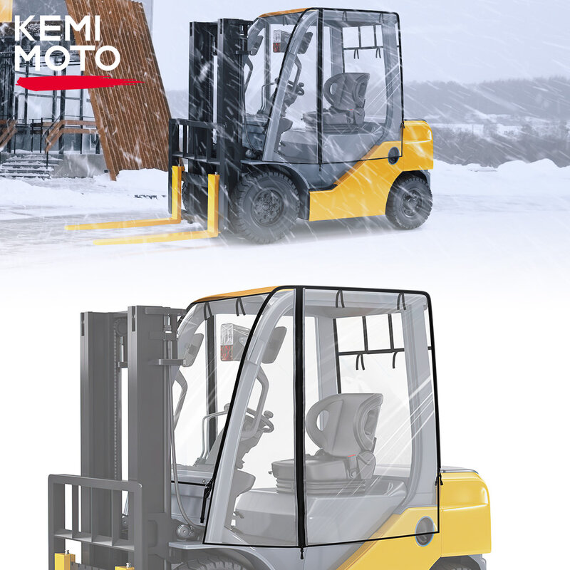 KEMIMOTO 0.8mm PVC Clear Forklift Cab Enclosure Cover Heavy Duty Waterproof UV Protection 61"/Top 51.2"x41.3"x51.1" 8000 lb