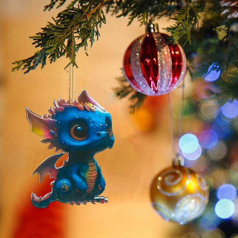 Ornamen Natal naga terbang lucu bayi Ornamen Natal bentuk unik ornamen gantung pohon untuk 2023 hadiah mainan dekorasi rumah pesta Natal