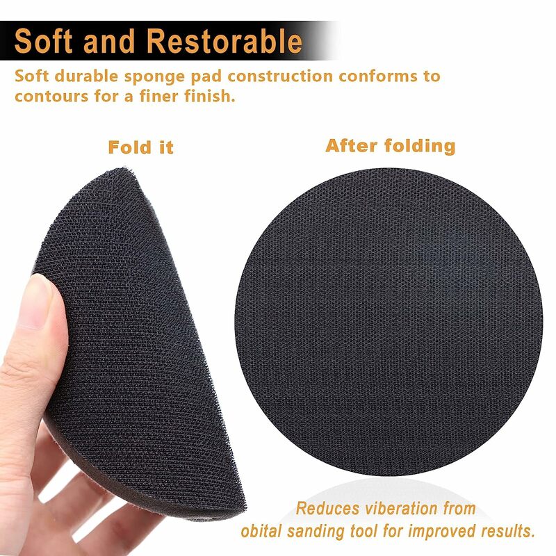 3piece 5 Inch Interface Pads Hook and Loop Soft Density Sponge Cushion Foam Pads 125mm for Orbital Sander Automotive Woodworking