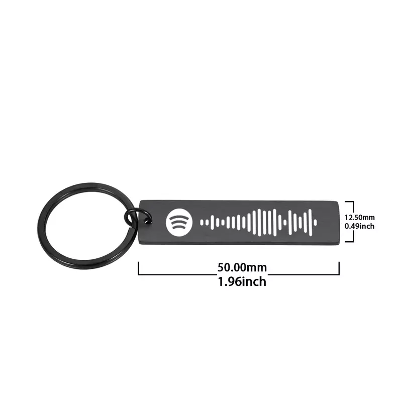 Aço inoxidável Spotify Scan Code Keychain para homens e mulheres, chaveiro personalizado, Custom Laser Engrave, Jóias