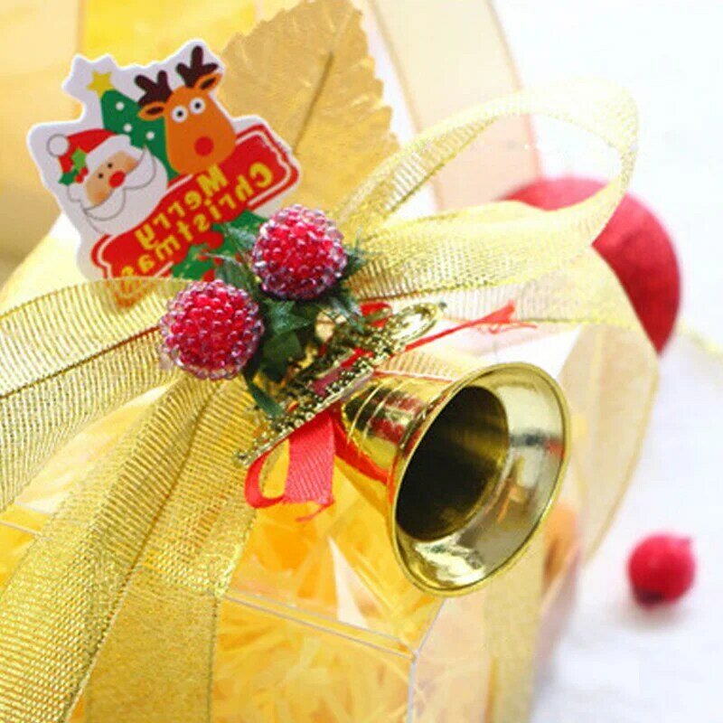 Campanas de Metal doradas de 50 piezas, adornos de cascabel de Navidad, decoración de árbol de Navidad, artesanías artesanales hechas a mano, decoración de Navidad de boda