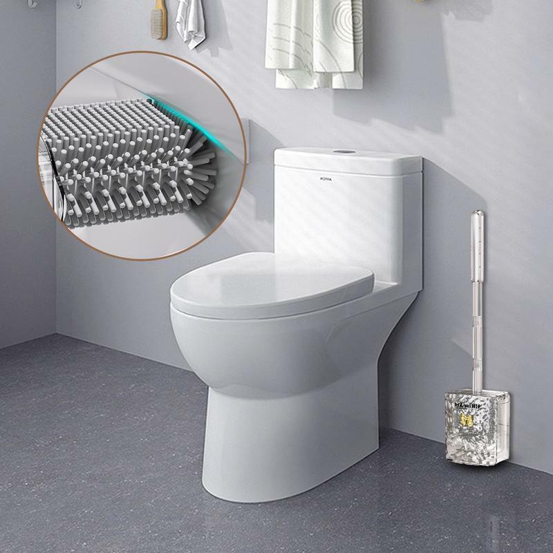 Toilet Brush with Holder Wall Mounted Toilet Scrubber with Long Handle Home Accessories Bathroom Decor Drainage Hole Design