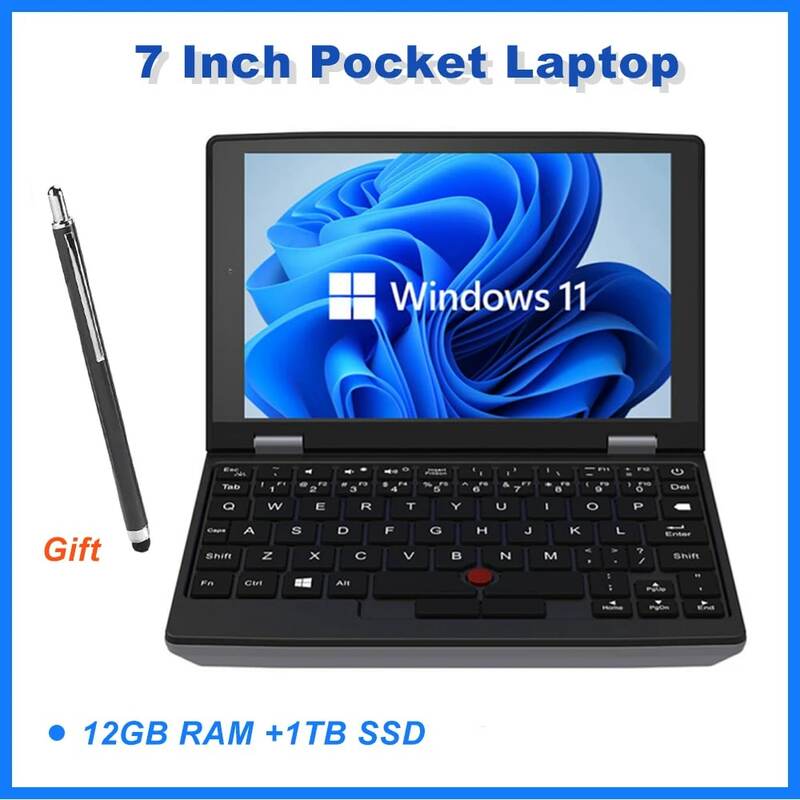 Portáteis Mini Laptops, Metal Pequenos Notebooks, Windows 11, 7 "Touch Screen, Escritório N4000, 12GB, 1TB, IPS, Netbook, Micro Computador, 2024