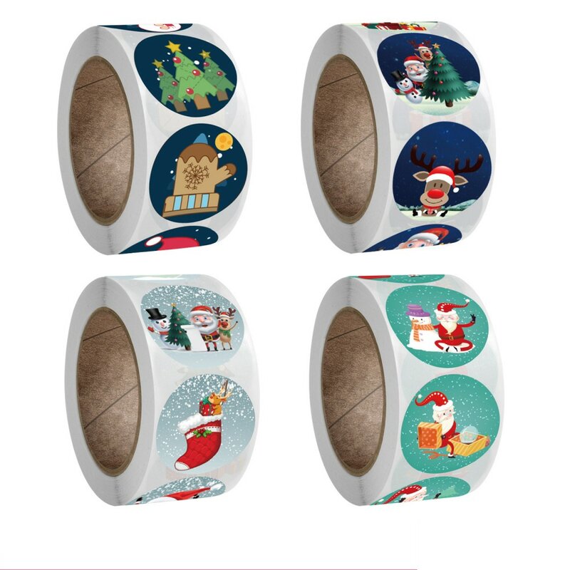 50-500pcs Cartoon Merry Christmas Sticker etichetta di carta albero di babbo natale capodanno simpatici adesivi di cancelleria pupazzo di neve per regalo per bambini