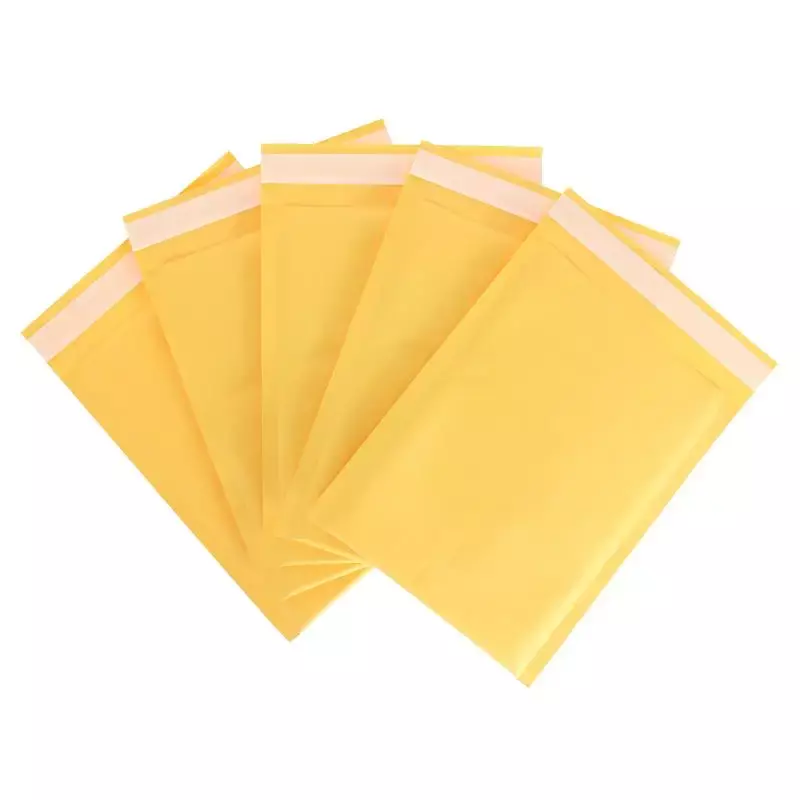 50 buah tas kemasan surat gelembung kertas Kraft kuning segel otomatis amplop berlapis tas pengiriman untuk bisnis