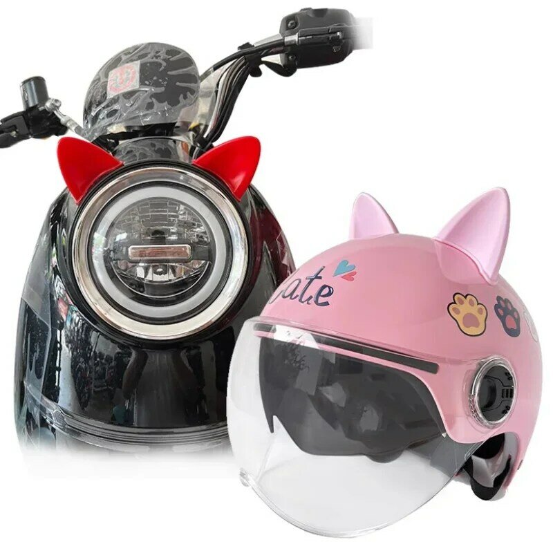 Helm telinga kucing 3D lucu, dekorasi helm sepeda motor elektrik 3D Universal, Aksesori dekorasi helm bersepeda