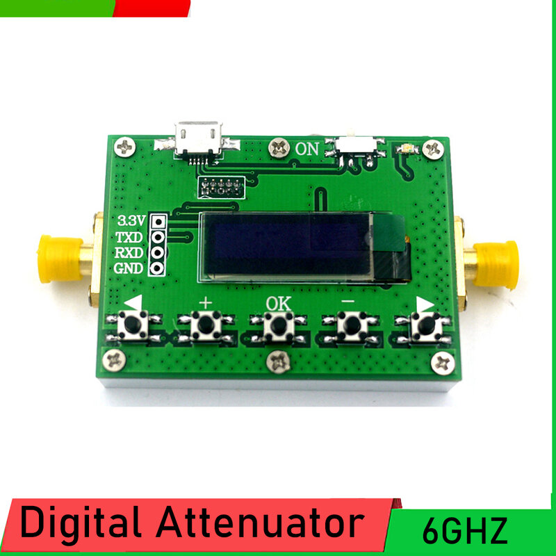 LF-6Ghz RF Digital Attenuator 30DB step 0.25DB Digital Attenuator Pogrammable Attenuator OLED display FOR RF Ham Radio Amplifier