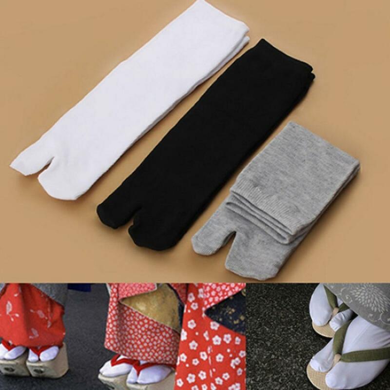 1 Paar japanische Socken Frauen japanische Kimono Flip-Flop Sandale Split Toe Tabi Ninja Geta Socken Unisex atmungsaktive Zwei-Finger-Socken