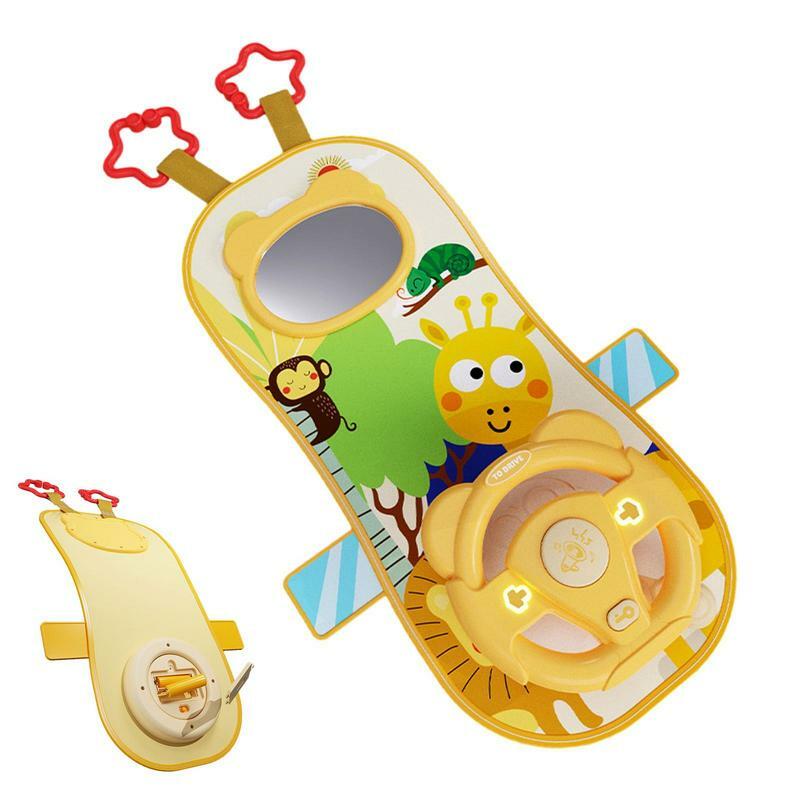 Toddler Steering Wheel Toy 360 Degree Rotatable Gear Simulation Driving Early Education Electric Musical Toys For Car Back Seat