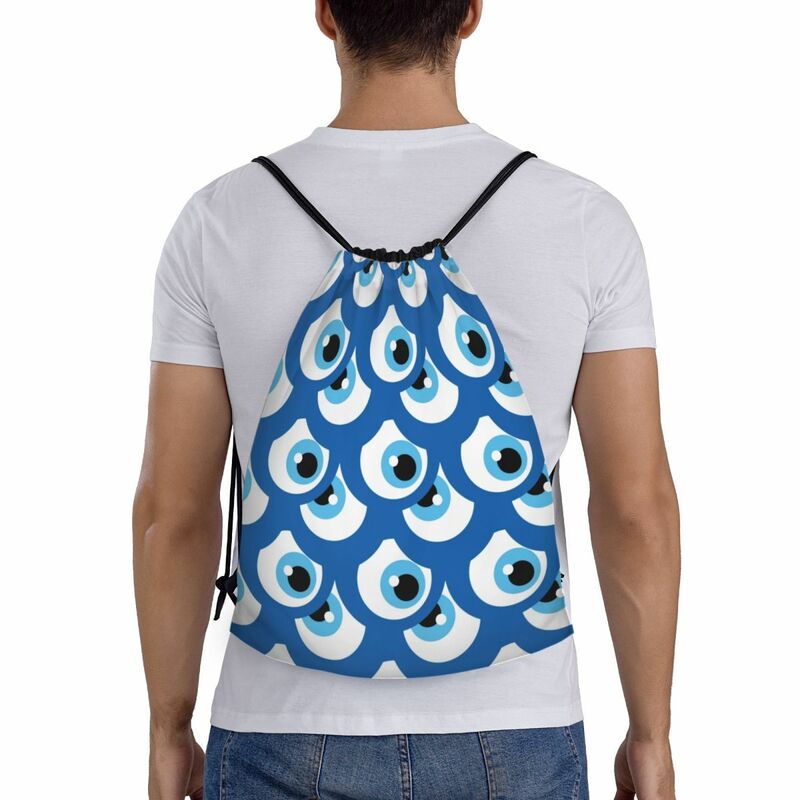 Custom Turkey Evil Eye Symbol Pattern Nazar Amulet Drawstring Bag for Shopping Yoga Backpacks Men Women Sports Gym Sackpack