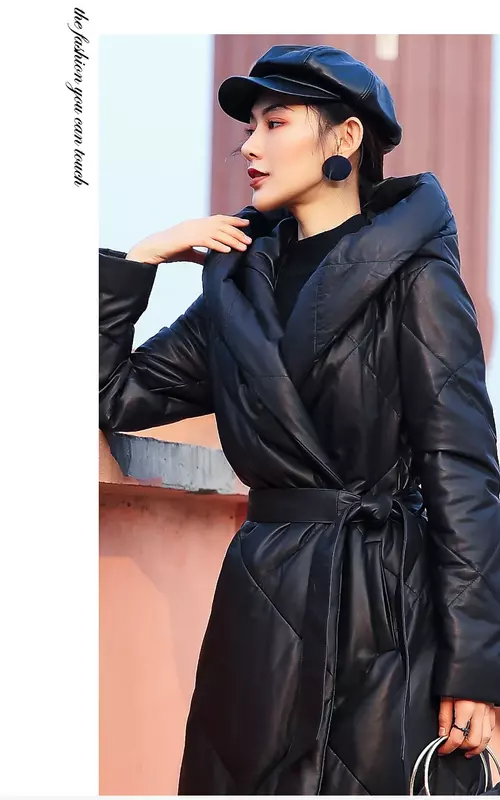 Jaket Kulit Domba Asli Tajiyane Pakaian Wanita 2023 Jaket Kulit Berkerudung Musim Dingin Mantel Bawah Hangat Pakaian Luar Panjang Pakaian Wanita