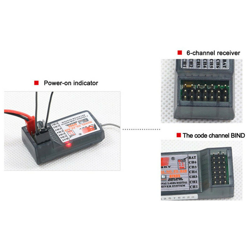 FlySky-Receptor de Radio con Control remoto, dispositivo de 2,4 Ghz, 6 CANALES, para FS CT6B, FS-R6B, FS-T6, i6, i10