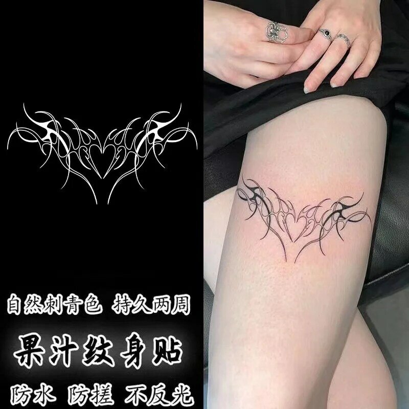 Herb Juice Ink Tattoo Sticker Heart Totem Thigh Back Chest Premium Feel Fake Tattoo Cool Art Tattoo Female