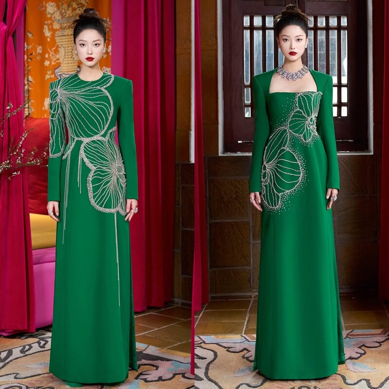 Ball Dress Saudi Arabia Prom Satin Sequined Clubbing A-line Scoop Neck Bespoke Occasion Gown Long Dresses
