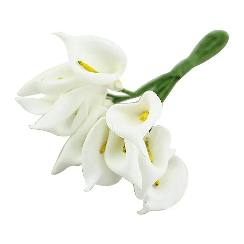 Mini branco calla buquê, flor artificial, decoração do casamento, diy grinalda, presente, 12pcs