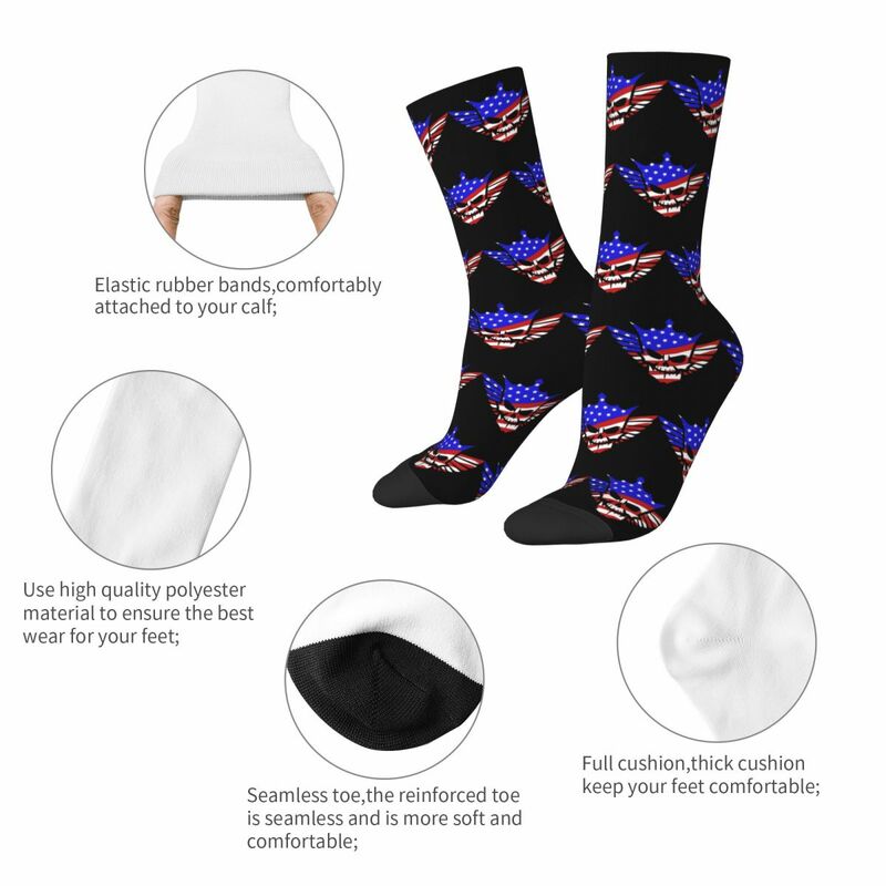 Chaussettes de football unisexes respirantes, chaussettes à tube moyen en polyester, bague d'honneur Cody Rhodes, cauchemar américain, mode