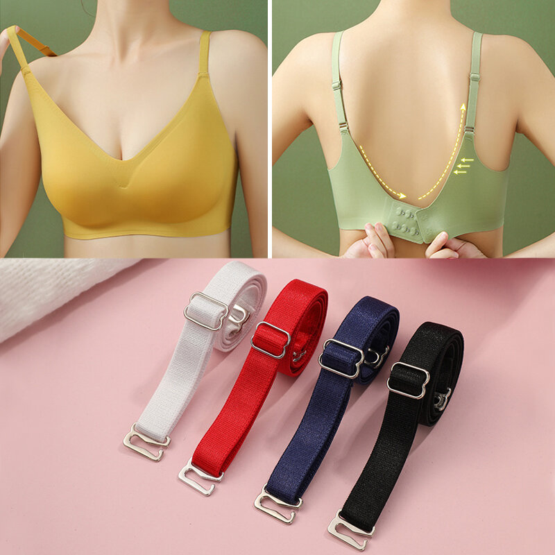 Tali Bra wanita, dapat disesuaikan tali Bra Non-slip tali Bra Stainless Steel tali Bra warna Solid elastis pakaian dalam aksesoris trendi baru