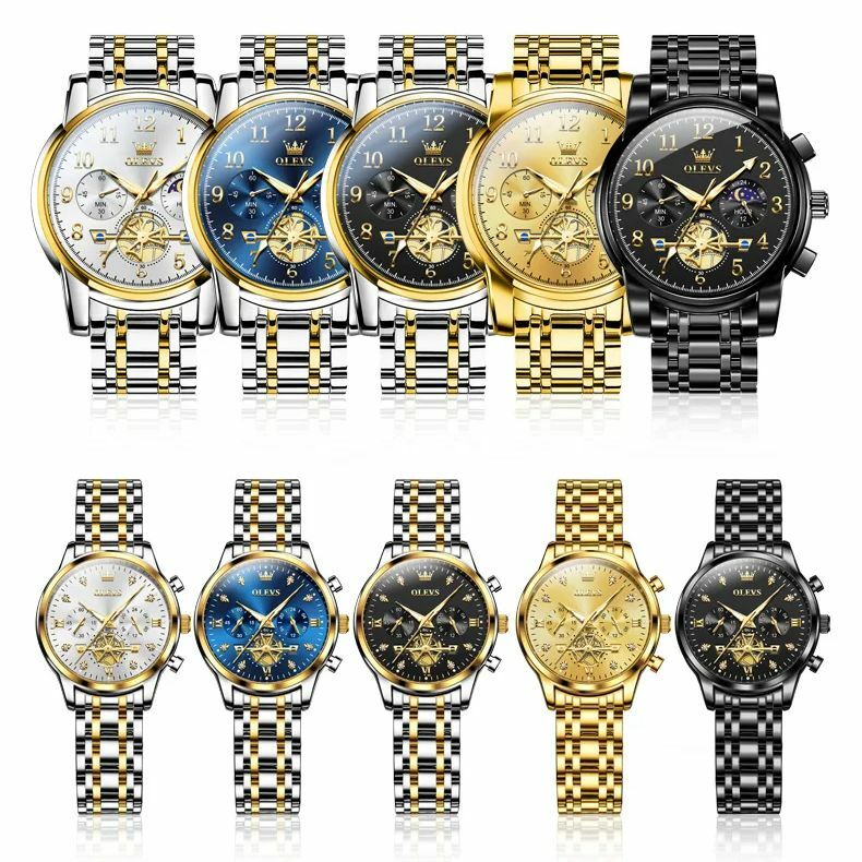 Женские и мужские кварцевые часы OLEVS 2900 + 2897, роскошные Брендовые Часы для влюбленных, Оригинальные Водонепроницаемые часы для мужчин и женщин