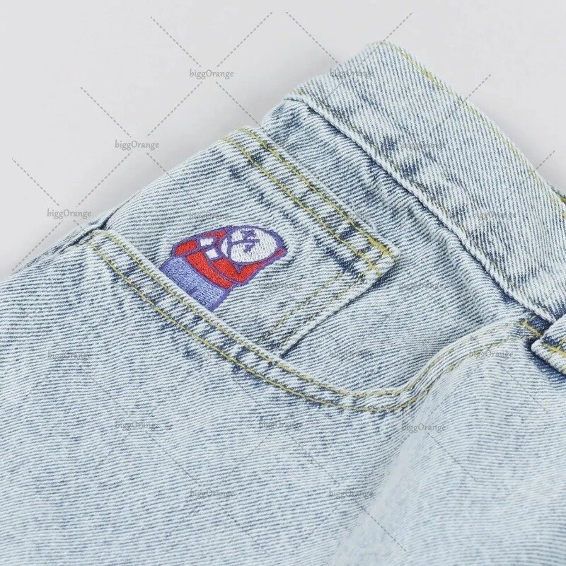 European and American Street Versatile Denim Shorts Men Y2k Loose Casual Clothing Multi-pocket Anime Print Jeans Women