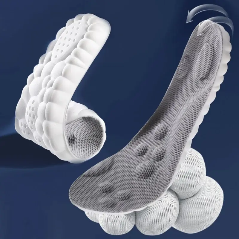 Plantillas deportivas de látex 4D para hombres y mujeres, almohadillas suaves de alta elasticidad para zapatos, desodorante transpirable, cojín a prueba de golpes, plantillas de soporte para arco